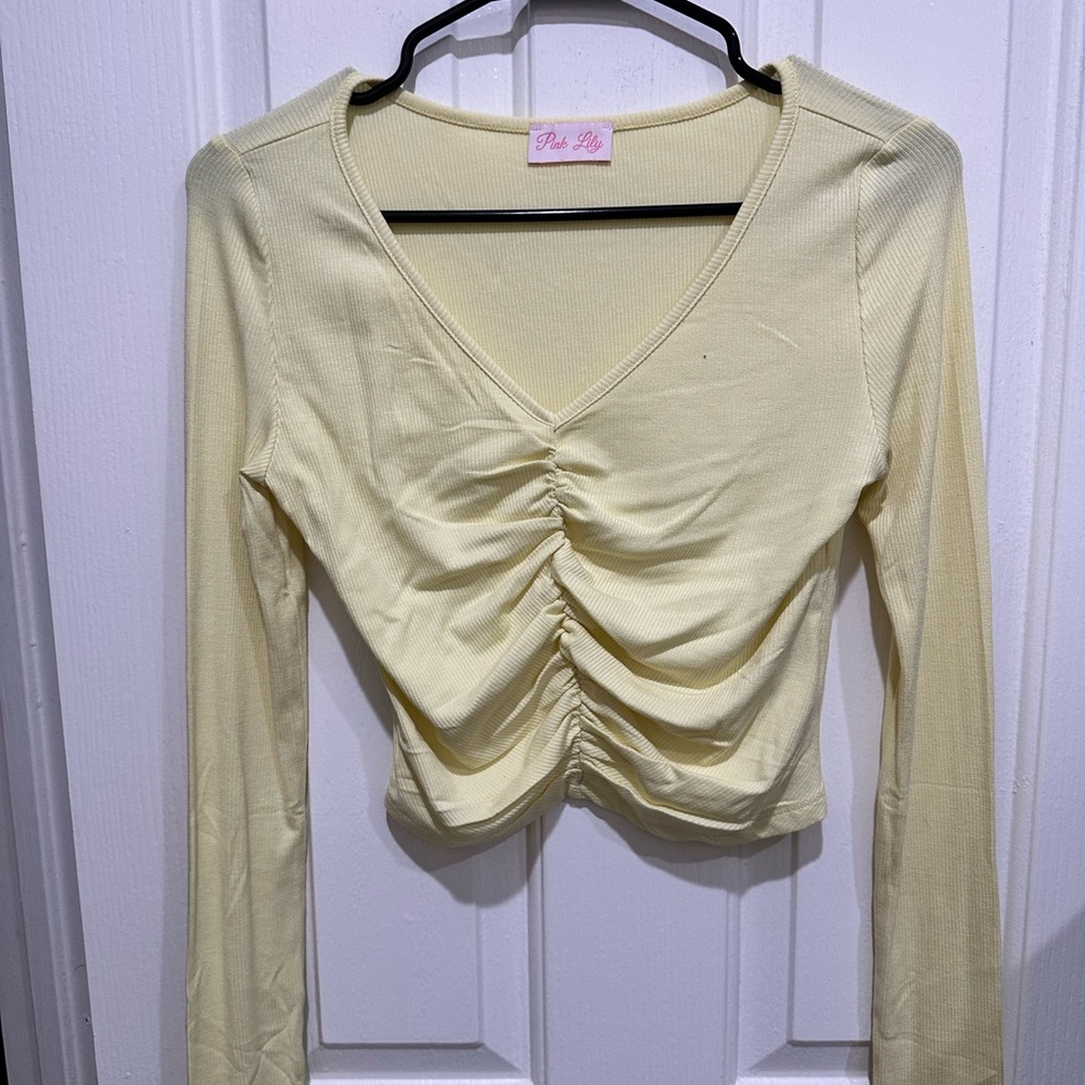 Pink Lily Yellow Crop Top